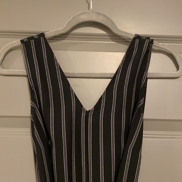 Striped jumpsuit, black with gray and white thin stripes - Picture 4 of 4